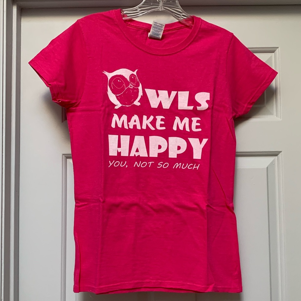 Hot Pink Owls T-Shirt Sz S